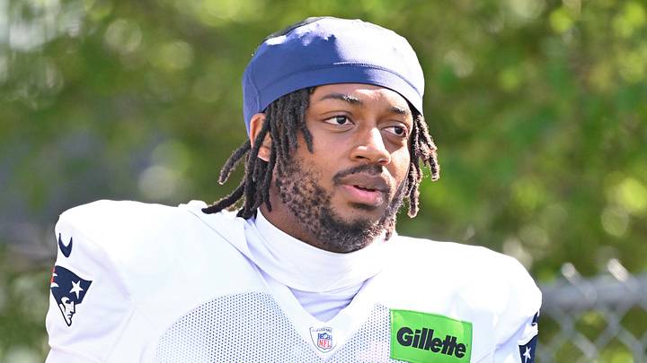 Former New England Patriots running back Antonio Gibson at 2025 training camp. Former New England Patriots running back Antonio Gibson at 2025 training camp.
