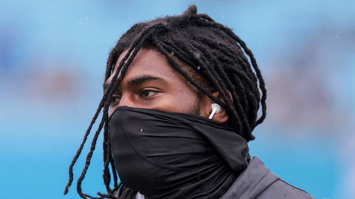 Former Dallas Cowboys cornerback Trevon Diggs (7) warms up before the game against the Carolina Panthers Former Dallas Cowboys cornerback Trevon Diggs (7) warms up before the game against the Carolina Panthers