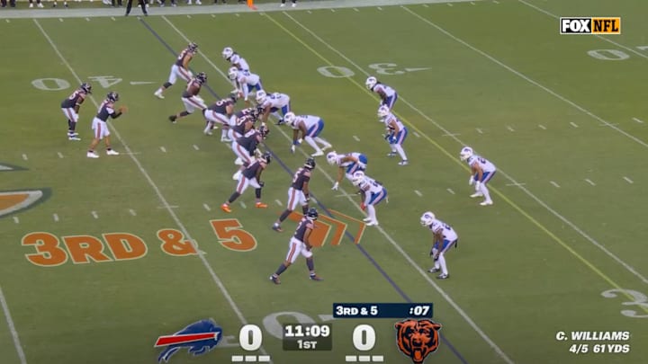 Fox brought back a similar scorebug as the one they debuted during the Super Bowl for the Bills-Bears preseason game. Fox brought back a similar scorebug as the one they debuted during the Super Bowl for the Bills-Bears preseason game.