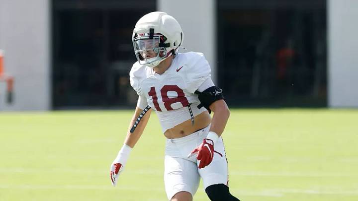 Alabama Defensive Back Bray Hubbard (18) during pratice during practice at Thomas-Drew Practice Fields in Tuscaloosa, AL on Tuesday, 8/18/26