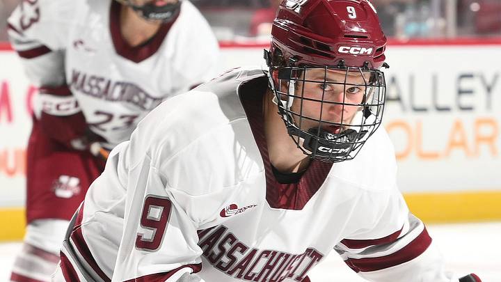 Massachusetts forward Jack Musa has yet to score his first goal of the 2026-27 season on 10 shots in four games, but does have five assists (all against RIT).