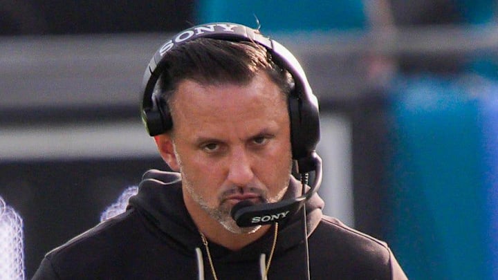 Jacksonville Jaguars defensive coordinator Anthony Campanile walks along the side line during the third quarter during an NFL football game at EverBank Stadium, Sunday, Dec. 14, 2025, in Jacksonville, Fla. The Jaguars defeated the Jets 48-20. [Doug Engle/Florida Times-Union]