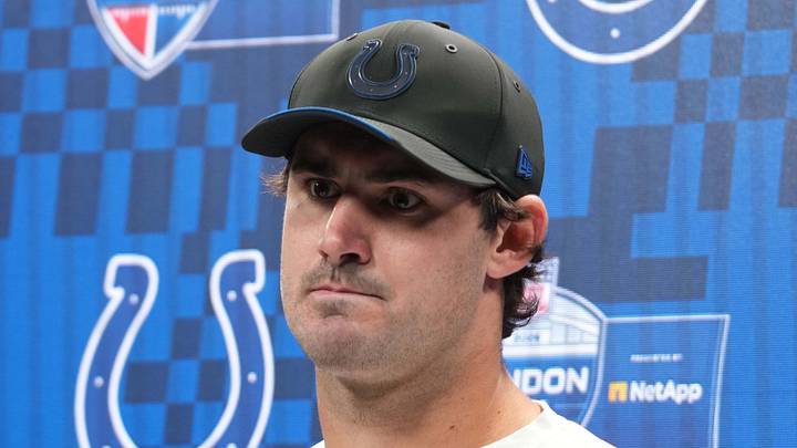Indianapolis Colts quarterback Daniel Jones at a press conference Indianapolis Colts quarterback Daniel Jones at a press conference