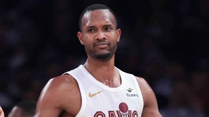 May 21, 2026; New York, New York, USA; Cleveland Cavaliers center Evan Mobley (4) reacts during the second quarter of the eastern conference finals of the 2026 NBA playoffs against the New York Knicks at Madison Square Garden. Mandatory Credit: Vincent Carchietta-Imagn Images