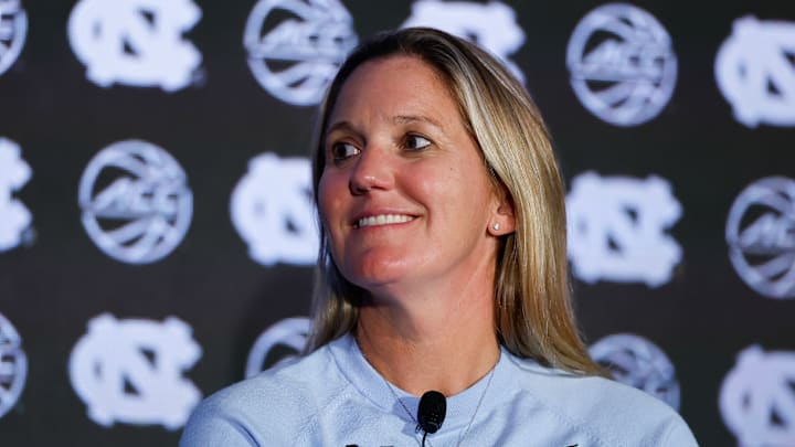 North Carolina head coach Courtney Banghart at the 2025 ACC Tipoff