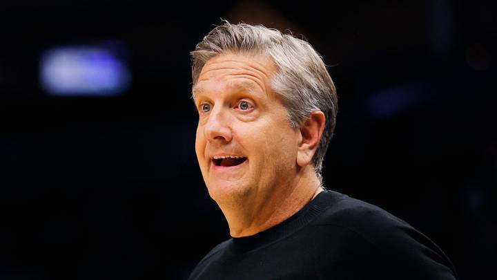 Jan 6, 2026; Minneapolis, Minnesota, USA; Minnesota Timberwolves head coach Chris Finch questions a referee during a moment in the game with the Miami Heat in the third quarter at Target Center. Mandatory Credit: Bruce Kluckhohn-Imagn Images