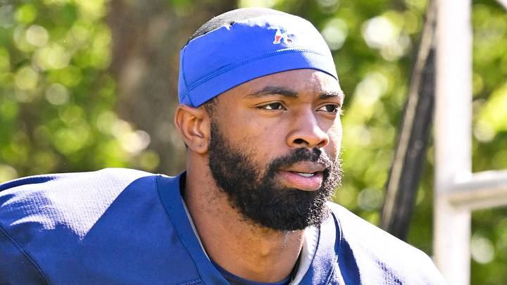 Jul 28, 2025; Foxborough, MA, USA; New England Patriots linebacker K'Lavon Chaisson (44) heads to the practice fields for training camp at Gillette Stadium. Mandatory Credit: Eric Canha-Imagn Images Jul 28, 2025; Foxborough, MA, USA; New England Patriots linebacker K'Lavon Chaisson (44) heads to the practice fields for training camp at Gillette Stadium. Mandatory Credit: Eric Canha-Imagn Images