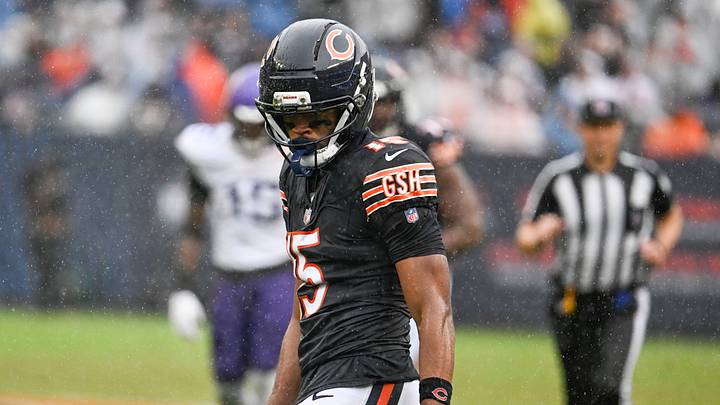 Sep 20, 2026; Chicago, Illinois, USA; Chicago Bears wide receiver Rome Odunze (15) after a reception during the second half against there Minnesota Vikings at Soldier Field. Mandatory Credit: Matt Marton-Imagn Images