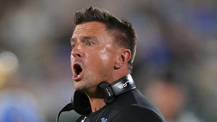 Oct 17, 2026; Pasadena, California, USA; UCLA Bruins head coach Bob Chesney on the sidelines in the second half against the Wisconsin Badgers at the Rose Bowl. Mandatory Credit: Jayne Kamin-Oncea-Imagn Images Oct 17, 2026; Pasadena, California, USA; UCLA Bruins head coach Bob Chesney on the sidelines in the second half against the Wisconsin Badgers at the Rose Bowl. Mandatory Credit: Jayne Kamin-Oncea-Imagn Images