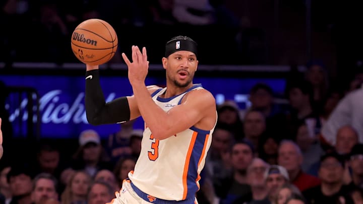 Mar 1, 2026; New York, New York, USA; New York Knicks guard Josh Hart (3) looks to pass the ball against San Antonio Spurs forward Julian Champagnie (30) during the third quarter at Madison Square Garden. Mandatory Credit: Brad Penner-Imagn Images Mar 1, 2026; New York, New York, USA; New York Knicks guard Josh Hart (3) looks to pass the ball against San Antonio Spurs forward Julian Champagnie (30) during the third quarter at Madison Square Garden. Mandatory Credit: Brad Penner-Imagn Images