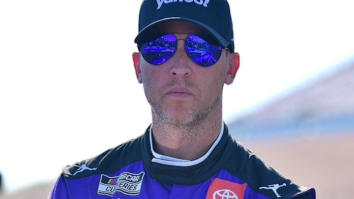 Denny Hamlin (shown here at Las Vegas Motor Speedway in 2024) is not a fan of NASCAR's new Open Exemption Provisional, which will be used during the 2025 NASCAR Cup Series season.