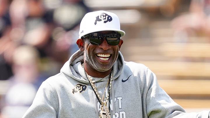 Sep 6, 2025; Boulder, Colorado, USA; Colorado Buffaloes head coach Deion Sanders before the game against the Delaware Fightin Blue Hens at Folsom Field. Mandatory Credit: Ron Chenoy-Imagn Images Sep 6, 2025; Boulder, Colorado, USA; Colorado Buffaloes head coach Deion Sanders before the game against the Delaware Fightin Blue Hens at Folsom Field. Mandatory Credit: Ron Chenoy-Imagn Images