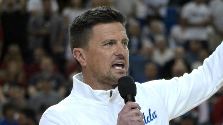 Jan 31, 2026; Los Angeles, California, USA; UCLA Bruins head football coach Bob Chesney is introduced during the basketball game against the Indiana Hoosiers at Pauley Pavilion presented by Wescom Financial. Mandatory Credit: Jayne Kamin-Oncea-Imagn Images