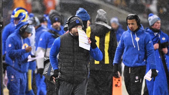 Jan 18, 2026; Chicago, IL, USA; Los Angeles Rams head coach Sean McVay watches game play against the Chicago Bears during the second quarter of an NFC Divisional Round game at Soldier Field. Mandatory Credit: Matt Marton-Imagn Images