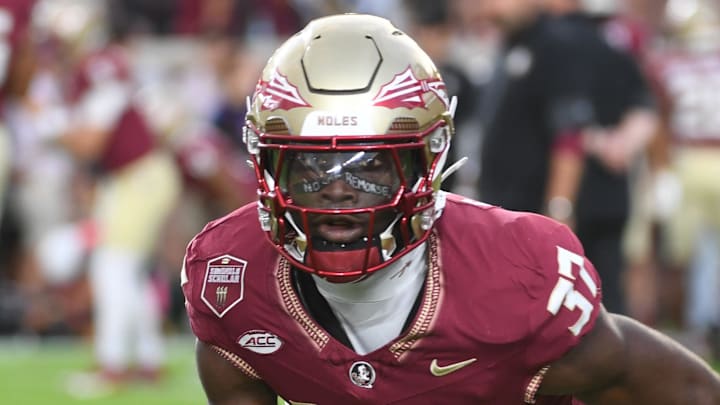Oct 4, 2025; Tallahassee, Florida, USA; Florida State Seminoles defensive back Christian White (37) warms up before a game against the Miami Hurricanes at Doak S. Campbell Stadium. Mandatory Credit: Robert Myers-Imagn Images Oct 4, 2025; Tallahassee, Florida, USA; Florida State Seminoles defensive back Christian White (37) warms up before a game against the Miami Hurricanes at Doak S. Campbell Stadium. Mandatory Credit: Robert Myers-Imagn Images