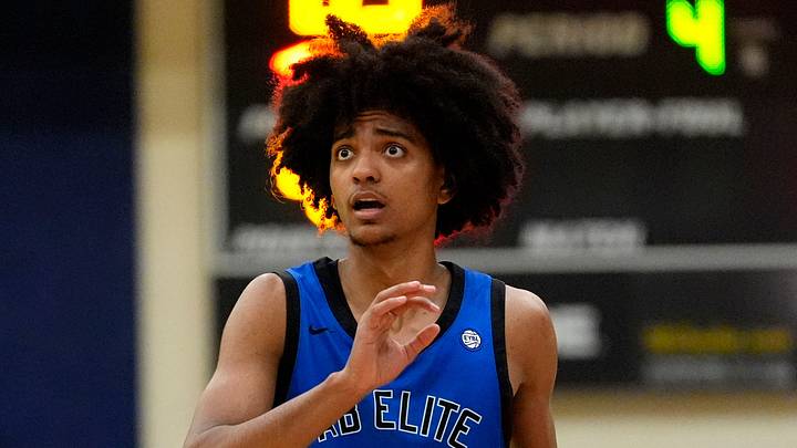 AB Elite Beckham Black (0) looks toward the scoreboard during the third day of the 2026 Nike EYBL Peach Jam at Riverview Park Activities Center in North Augusta, S.C., on Thursday, July 16, 2026. AB Elite defeated Brad Beal Elite 76-63. AB Elite Beckham Black (0) looks toward the scoreboard during the third day of the 2026 Nike EYBL Peach Jam at Riverview Park Activities Center in North Augusta, S.C., on Thursday, July 16, 2026. AB Elite defeated Brad Beal Elite 76-63.