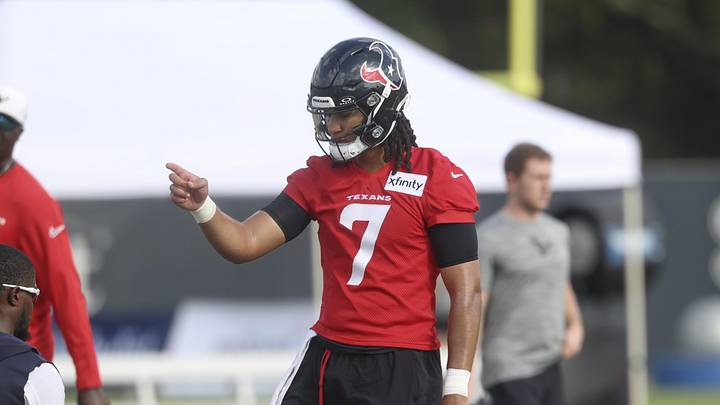 Jul 23, 2025; Houston, TX, USA; Houston Texans quarterback C.J. Stroud (7) during training camp at Houston Methodist Training Center. Mandatory Credit: Troy Taormina-Imagn Images Jul 23, 2025; Houston, TX, USA; Houston Texans quarterback C.J. Stroud (7) during training camp at Houston Methodist Training Center. Mandatory Credit: Troy Taormina-Imagn Images