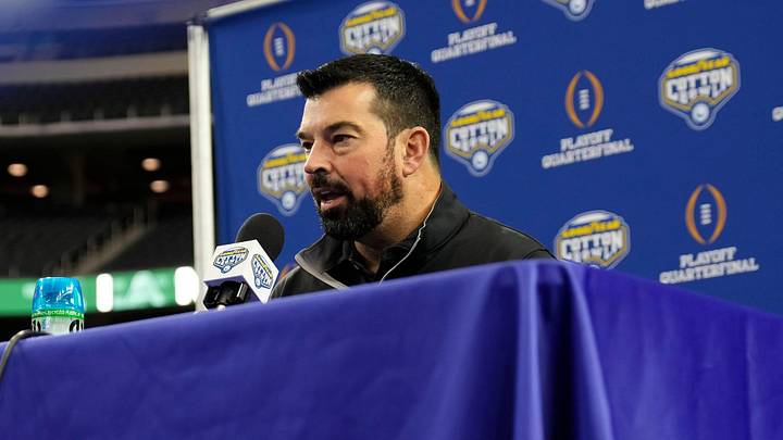 Ohio State Buckeyes head coach Ryan Day speaks during the Cotton Bowl Media Day at AT&T Stadium in Dallas prior to the College Football Playoff matchup against the Miami Hurricanes on Dec. 29, 2025. Ohio State Buckeyes head coach Ryan Day speaks during the Cotton Bowl Media Day at AT&T Stadium in Dallas prior to the College Football Playoff matchup against the Miami Hurricanes on Dec. 29, 2025.