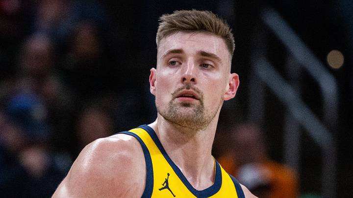 Dec 26, 2025; Indianapolis, Indiana, USA; Indiana Pacers center Micah Potter (11)  in the second half against the Boston Celtics at Gainbridge Fieldhouse. Mandatory Credit: Trevor Ruszkowski-Imagn Images