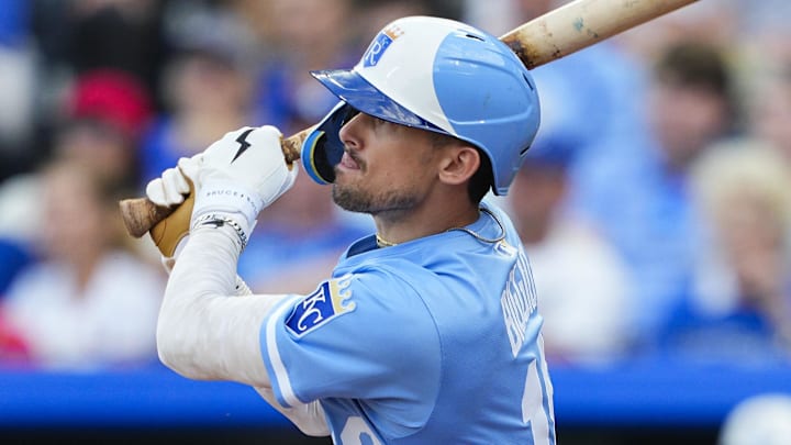 Kansas City Royals designated hitter Cavan Biggio Kansas City Royals designated hitter Cavan Biggio