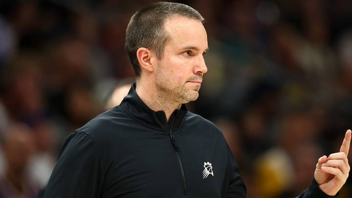 Mar 24, 2026; Phoenix, Arizona, USA; Phoenix Suns head coach Jordan Ott against the Denver Nuggets in the first half at Mortgage Matchup Center. Mandatory Credit: Mark J. Rebilas-Imagn Images Mar 24, 2026; Phoenix, Arizona, USA; Phoenix Suns head coach Jordan Ott against the Denver Nuggets in the first half at Mortgage Matchup Center. Mandatory Credit: Mark J. Rebilas-Imagn Images