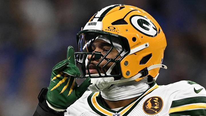 Green Bay Packers defensive end Micah Parsons (1) celebrates after a play against the Detroit Lions at Ford Field. Green Bay Packers defensive end Micah Parsons (1) celebrates after a play against the Detroit Lions at Ford Field.