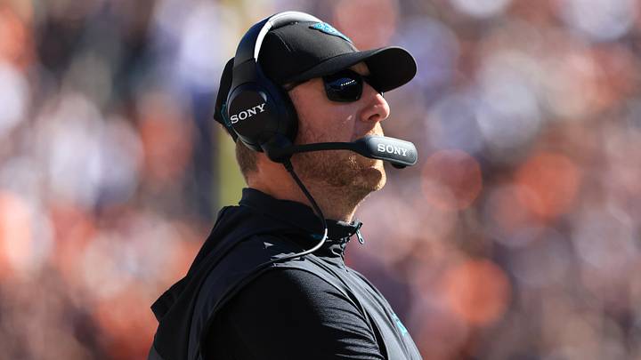 Oct 4, 2026; Cincinnati, Ohio, USA;  Jacksonville Jaguars head coach Liam Coen stands on the field during the second half against the Cincinnati Bengals at Paycor Stadium.  Mandatory Credit: Katie Stratman-Imagn Images