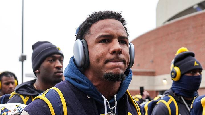 Michigan running back Jordan Marshall (23) arrives at Michigan Stadium in Ann Arbor ahead of the Ohio State game on Saturday, Nov. 29, 2025. Michigan running back Jordan Marshall (23) arrives at Michigan Stadium in Ann Arbor ahead of the Ohio State game on Saturday, Nov. 29, 2025.