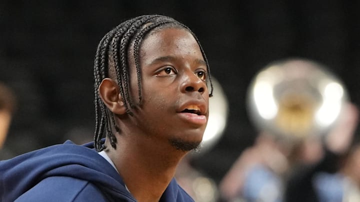 Mar 18, 2026; Greenville, SC, USA; North Carolina Tar Heels forward Caleb Wilson (8) during a practice session ahead of the first round of the men's 2026 NCAA Tournament at Bon Secours Wellness Arena. Mandatory Credit: Bob Donnan-Imagn Images