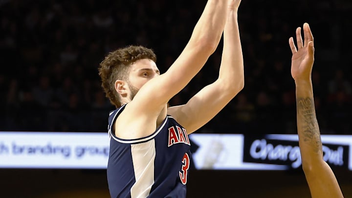 Jan 17, 2026; Orlando, Florida, USA;  Arizona Wildcats guard Anthony Dell'Orso (3) takes a shot in the second half against the Central Florida Knights at Addition Financial Arena. Mandatory Credit: Russell Lansford-Imagn Images