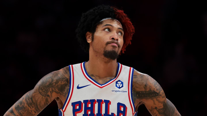 Philadelphia 76ers guard Kelly Oubre Jr. (9) reacts against the Miami Heat during the fourth quarter at Kaseya Center. Philadelphia 76ers guard Kelly Oubre Jr. (9) reacts against the Miami Heat during the fourth quarter at Kaseya Center.