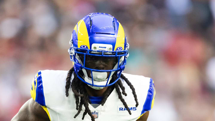 Dec 7, 2025; Glendale, Arizona, USA; Los Angeles Rams wide receiver Davante Adams (17) against the Arizona Cardinals at State Farm Stadium. Mandatory Credit: Mark J. Rebilas-Imagn Images Dec 7, 2025; Glendale, Arizona, USA; Los Angeles Rams wide receiver Davante Adams (17) against the Arizona Cardinals at State Farm Stadium. Mandatory Credit: Mark J. Rebilas-Imagn Images