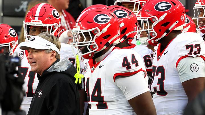 Georgia football coach Kirby Smart prepares to lead his team onto the field for warmups before a game against Alabama. Georgia football coach Kirby Smart prepares to lead his team onto the field for warmups before a game against Alabama.