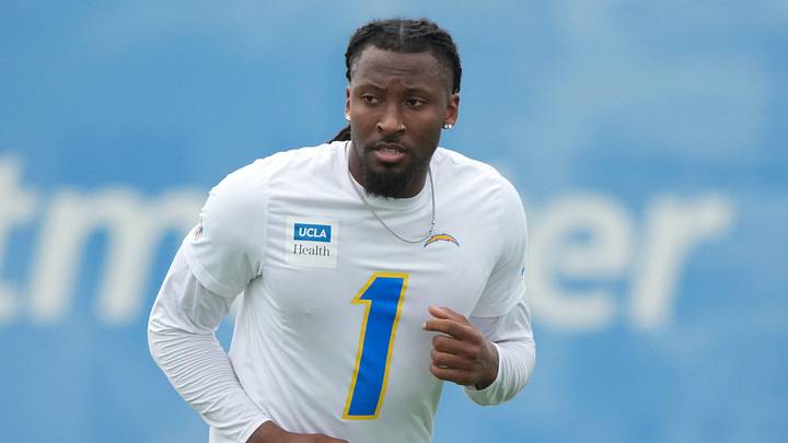 May 11, 2026; El Segundo, CA, USA; Los Angeles Chargers receiver Quentin Johnston (1) during offseason workouts at The Bolt. Mandatory Credit: Kirby Lee-Imagn Images May 11, 2026; El Segundo, CA, USA; Los Angeles Chargers receiver Quentin Johnston (1) during offseason workouts at The Bolt. Mandatory Credit: Kirby Lee-Imagn Images