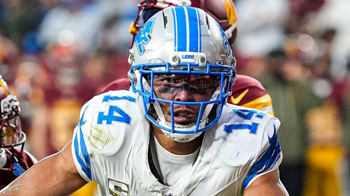 Detroit Lions wide receiver Amon-Ra St. Brown (14). Detroit Lions wide receiver Amon-Ra St. Brown (14).
