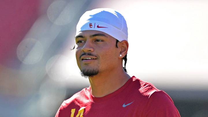 USC Trojans quarterback Jayden Maiava (14) warms up prior to the game against the Michigan Wolverines at United Airlines Field at the Los Angeles Memorial Coliseum. USC Trojans quarterback Jayden Maiava (14) warms up prior to the game against the Michigan Wolverines at United Airlines Field at the Los Angeles Memorial Coliseum.