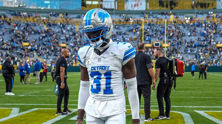 Detroit Lions safety Kerby Joseph walks off the field after the 27-13 loss to the Green Bay Packers at Lambeau Field Detroit Lions safety Kerby Joseph walks off the field after the 27-13 loss to the Green Bay Packers at Lambeau Field