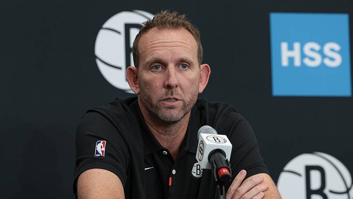 Sep 26, 2022; Brooklyn, NY, USA; Brooklyn Nets general manager Sean Marks talks to the media during media day at HSS Training Center. Mandatory Credit: Vincent Carchietta-Imagn Images Sep 26, 2022; Brooklyn, NY, USA; Brooklyn Nets general manager Sean Marks talks to the media during media day at HSS Training Center. Mandatory Credit: Vincent Carchietta-Imagn Images