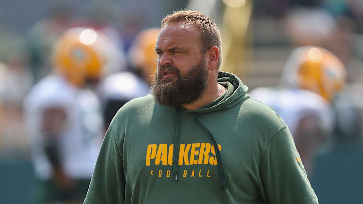 Green Bay Packers offensive line coach Luke Butkus surveys practice on Friday, August 1, 2025, at Ray Nitschke Field in Ashwaubenon, Wis. 
Tork Mason/USA TODAY NETWORK-Wisconsin
