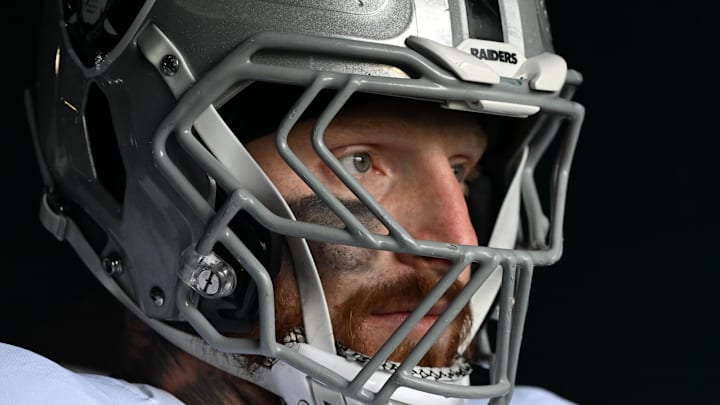 Dec 14, 2025; Philadelphia, Pennsylvania, USA; Las Vegas Raiders defensive end Maxx Crosby (98) in the tunnel against the Philadelphia Eagles at Lincoln Financial Field. Mandatory Credit: Eric Hartline-Imagn Images