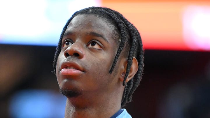 Feb 21, 2026; Syracuse, New York, USA; North Carolina Tar Heels forward Caleb Wilson (8) looks on prior to the game against the Syracuse Orange at the JMA Wireless Dome. Mandatory Credit: Rich Barnes-Imagn Images