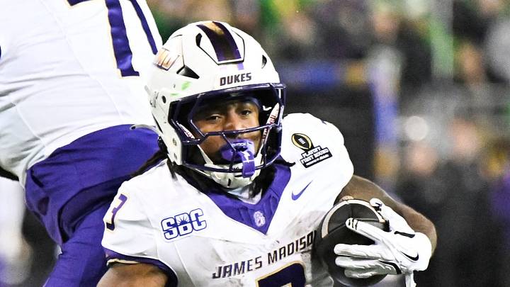 Dec 20, 2025; Eugene, OR, USA; James Madison Dukes running back Wayne Knight (3) rushes during the third quarter against the Oregon Ducks at Autzen Stadium. Mandatory Credit: Craig Strobeck-Imagn Images Dec 20, 2025; Eugene, OR, USA; James Madison Dukes running back Wayne Knight (3) rushes during the third quarter against the Oregon Ducks at Autzen Stadium. Mandatory Credit: Craig Strobeck-Imagn Images