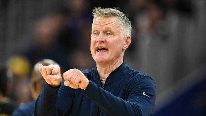 Feb 11, 2026; San Francisco, California, USA; Golden State Warriors head coach Steve Kerr reacts against the San Antonio Spurs in first quarter at Chase Center. Mandatory Credit: Eakin Howard-Imagn Images Feb 11, 2026; San Francisco, California, USA; Golden State Warriors head coach Steve Kerr reacts against the San Antonio Spurs in first quarter at Chase Center. Mandatory Credit: Eakin Howard-Imagn Images