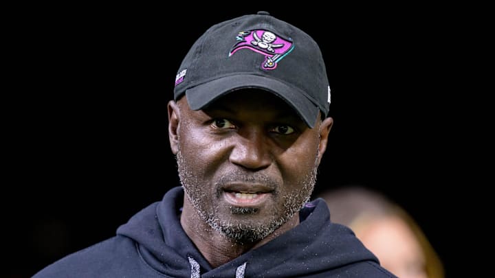 Oct 13, 2024; New Orleans, Louisiana, USA; Tampa Bay Buccaneers head coach Todd Bowles arrives before a game against the New Orleans Saints at Caesars Superdome. Mandatory Credit: Matthew Hinton-Imagn Images Oct 13, 2024; New Orleans, Louisiana, USA; Tampa Bay Buccaneers head coach Todd Bowles arrives before a game against the New Orleans Saints at Caesars Superdome. Mandatory Credit: Matthew Hinton-Imagn Images