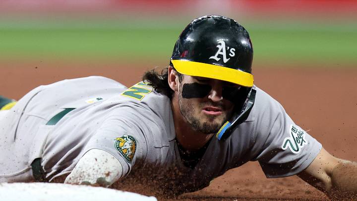 May 8, 2026; Baltimore, Maryland, USA; Athletics shortstop Jacob Wilson (5) slides back to first safely during the eighth inning against the Baltimore Orioles at Oriole Park at Camden Yards. Mandatory Credit: Daniel Kucin Jr.-Imagn Images May 8, 2026; Baltimore, Maryland, USA; Athletics shortstop Jacob Wilson (5) slides back to first safely during the eighth inning against the Baltimore Orioles at Oriole Park at Camden Yards. Mandatory Credit: Daniel Kucin Jr.-Imagn Images