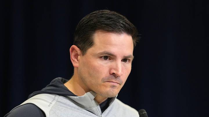 Seattle Seahawks coach Mike Macdonald speaks to the media