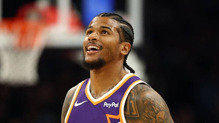 Phoenix, Arizona, USA; Phoenix Suns guard Jalen Green (4) smiles against the Cleveland Cavaliers in the first half at Mortgage Matchup Center on Jan 30, 2026. Phoenix, Arizona, USA; Phoenix Suns guard Jalen Green (4) smiles against the Cleveland Cavaliers in the first half at Mortgage Matchup Center on Jan 30, 2026.