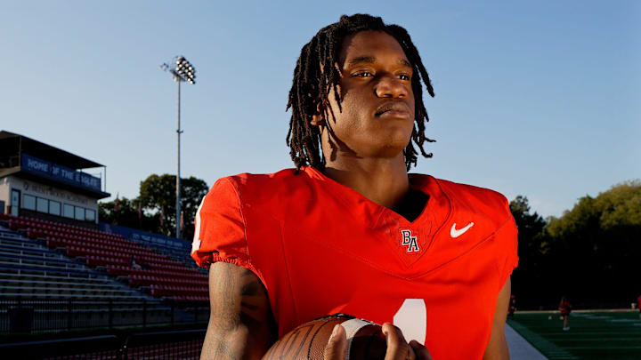 Brentwood Academy wide receiver Kesean Bowman Wednesday, Sept. 17, 2025 in Brentwood, Tenn. Brentwood Academy wide receiver Kesean Bowman Wednesday, Sept. 17, 2025 in Brentwood, Tenn.