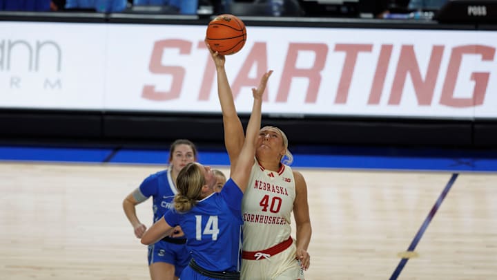 Nebraska forward/center Alexis Markowski at the tip against Creighton.