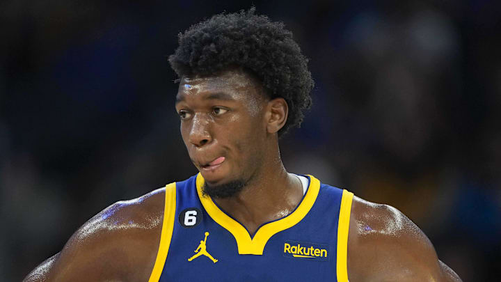 Oct 23, 2022; San Francisco, California, USA; Golden State Warriors center James Wiseman (33) during the second quarter against the Sacramento Kings at Chase Center. Mandatory Credit: Darren Yamashita-Imagn Images Oct 23, 2022; San Francisco, California, USA; Golden State Warriors center James Wiseman (33) during the second quarter against the Sacramento Kings at Chase Center. Mandatory Credit: Darren Yamashita-Imagn Images